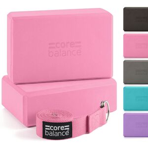 Core Balance - Foam Yoga Bricks & Strap - Pink - Double Pack - Pink