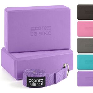 CORE BALANCE Foam Yoga Bricks & Strap - Purple - Double Pack - Purple