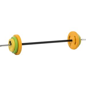 20kg Weights Barbell Set with Non-slip Handle for Strength Training - Orange, Green, and Yellow - Homcom