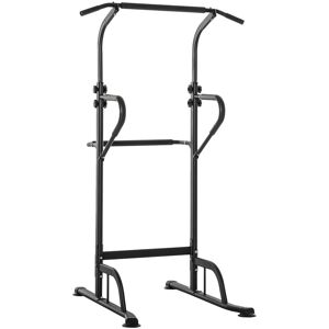 HOMCOM Power Tower Multi-Function Pull Up Station w/ Adjustable Height for Gym - Black