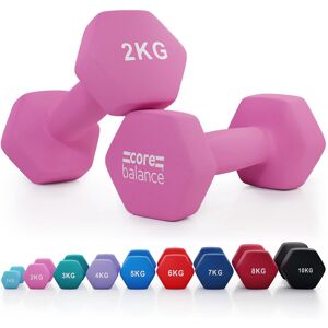 Core Balance - Neoprene Hex Dumbbells - 2kg (Pink) - Pink