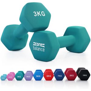 CORE BALANCE Neoprene Hex Dumbbells - 3kg (Teal) - Teal