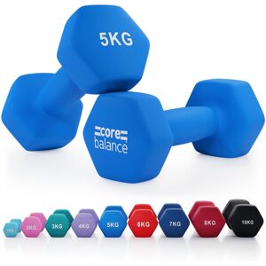 Core Balance - Neoprene Hex Dumbbells - 5kg (Blue) - Blue