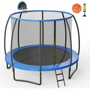 COSTWAY 12 ft Outdoor Trampoline Jumping Exercise Fitness Trampoline w/ Basketball Hoop