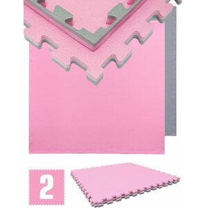 Eyepower - 1.6sqm Puzzle Exercise Mat - 2cm - 2 Interlocking Foam Tiles 90x90 Gym Equipment - pink