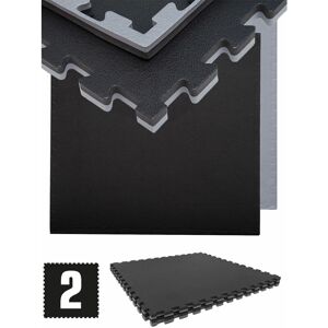 eyepower 1.6sqm Puzzle Exercise Mat - 2cm - 2 Interlocking Foam Tiles 90x90 Gym Equipment - schwarz