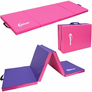 eyepower 180x60 Foldable Gymnastics Mat for Home - 5cm Thick Padded Gym Mat - Crash Mat - pink