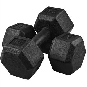 2 x 4 kg (Sold in Pair) Hexagon Dumbbell Set for Strength Workouts, Black - Yaheetech