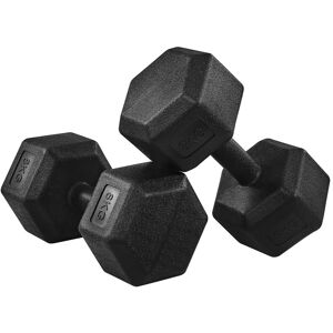 2 x 8 kg (Sold in Pair) Hexagon Dumbbell Set for Strength Workouts, Black - Yaheetech