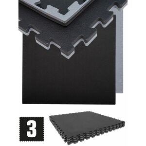 eyepower 2.4sqm Puzzle Exercise Mat - 2cm - 3 Interlocking Foam Tiles 90x90 Gym Equipment - schwarz