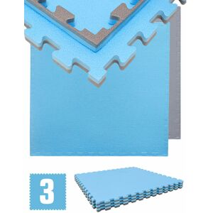 eyepower 2.4sqm Puzzle Exercise Mat - 2cm - 3 Interlocking Foam Tiles 90x90 Gym Equipment - blau