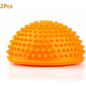 LANGRAY 2Pcs Anti-Slip Foot Massage Ball Half Ball Massage Mat Exercise Balance Point for Gym Yoga Pilates Orange