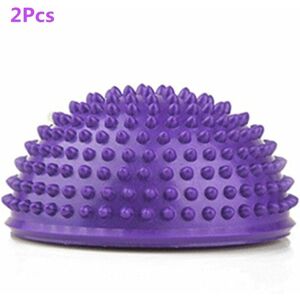 LANGRAY 2Pcs Anti-Slip Foot Massage Ball Half Ball Massage Mat Exercise Balance Point for Gym Yoga Pilates Purple