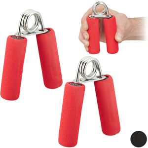 Relaxdays - Set of 2 Hand Trainers, Foam Grips, Gripping Exerciser, Finger Muscle Training, Iron Spring, Red