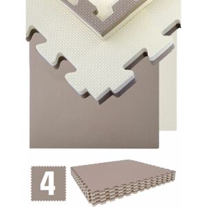 eyepower 3.2sqm Puzzle Exercise Mat - 2.5cm - 4 Interlocking Foam Tiles 90x90 Floor Mats - braun