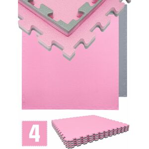 eyepower 3.2sqm Puzzle Exercise Mat - 2cm - 4 Interlocking Foam Tiles 90x90 Gym Equipment - pink