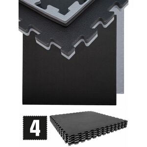 Eyepower - 3.2sqm Puzzle Exercise Mat - 2cm - 4 Interlocking Foam Tiles 90x90 Gym Equipment - schwarz