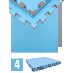 eyepower 3.2sqm Puzzle Exercise Mat - 2cm - 4 Interlocking Foam Tiles 90x90 Gym Equipment - blau