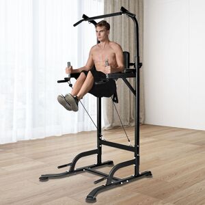 Bigzzia - Multi Pull Up Bar Dip Station Height Adjustable Power Tower Exercise Equipment Fitness Workout Station for Home Gym