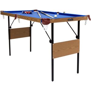 Charles Bentley - 4ft 6in Blue Pool Games Table Including Balls & 2 Cues - Blue