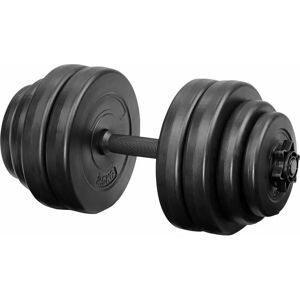 Tectake - Dumbbell single filled plastic - weight bar, dumbbell weights, dumbbell bar - 15 kg - black