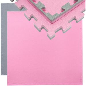 Eyepower - Exercise Puzzle Mat Protective Flooring for sport fitness 90x90x2cm Gray Pink - pink