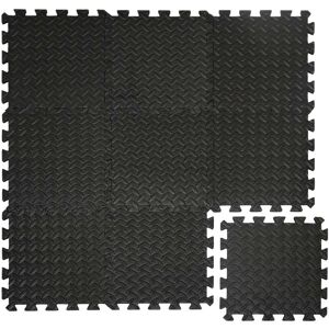 Eyepower - Protective Flooring 10mm thick Puzzle Fitness Mat Exercise Mats 9 pcs each 30x30cm in eva foam overall dimension 0,81qm expandable Black
