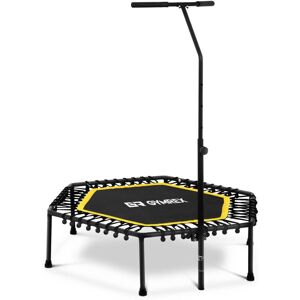 GYMREX Fitness Trampoline With Handle Hexagon Workout Aerobic Weight Loss 100Kg Yellow