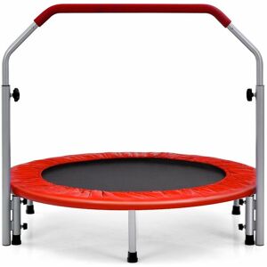 COSTWAY Foldable Jumping Fitness Trampoline Exercise Rebounder 4-Level Adjustable Handle