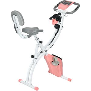 Homcom - 2-In-1 Upright Exercise Bike 8-Level Adjustable with Pulse Sensor Pink - Pink