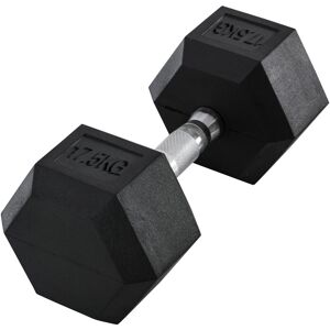 Homcom - Single Rubber Hex Dumbbell Portable Hand Weights Home Gym 17.5KG - Black