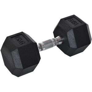 Homcom - Single Rubber Hex Dumbbell Portable Hand Weights Home Gym 15KG - Black