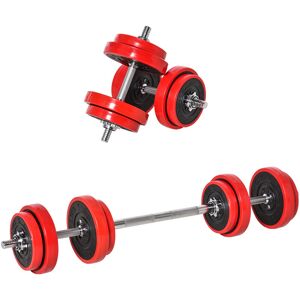 Dumbbell & Barbell Adjustable Ergonomic Set Exercise in Home Gym 20KGS - Red Wine - Homcom