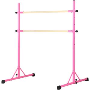 Freestanding Ballet Barre, Height Adjustable Ballet Bar for Home, Studio - Pink and Natural - Homcom