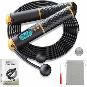 Denuotop - Jump Rope, Cordless Jump Rope + 2.8m Fitness Jump Rope, Counter Skipping Rope - Weighted Handles, Adjustable Length - Cordless Jump Rope