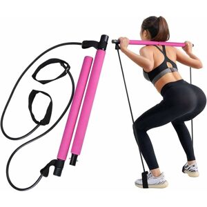 Portable Pilates Bar Kit with Resistance Band, Yoga Exercise Bar Yoga Pilates Stick with Foot Loop for Full Body Workout, Easy to Use - Langray