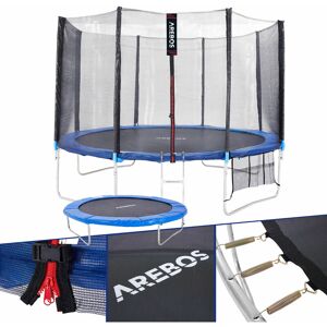 Trampoline Garden trampoline 366 cm incl. safety net ladder tüv - Blue - Arebos