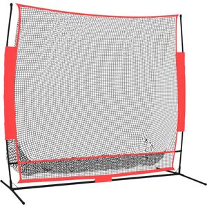 Portable Baseball Net Black and Red 215x107x216 cm Polyester Vidaxl