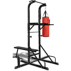 BERKFIELD HOME Power Tower with Sit-up Bench and Boxing Bag