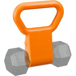 Relaxdays Kettlebell Grip, Dumbbell Handle Adapter, Weight Holder, Plastic, for Training, HxWxD: 28 x 23 x 7 cm, Orange