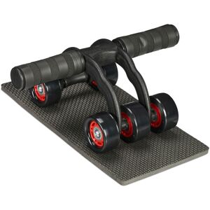 Relaxdays - Ab Roller with 5 Wheels, Abdominal Trainer for Home, for Women & Men, Core Exercise, with Knee Mat, Black/Red