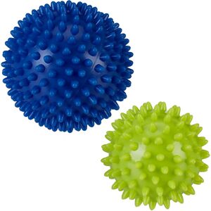 Relaxdays - Fascia Balls Set of 2, Massage Roll, Muscle Wand, Spiky, Sore Muscles, Medium Hardness, Nubs, Gym, Blue/Green