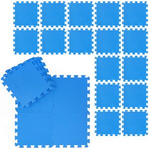 Floor Mat, 24 Protective Tiles, Sports & Fitness Equipment, Bordered, eva, Surface 2.1m², WxD 30x30 cm, Blue - Relaxdays