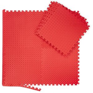 Relaxdays - Floor Mat, 8 Protective Mats For Sports & Fitness Equipment, Bordered, eva, Surface 3 m², WxD 60 x 60 cm, Red