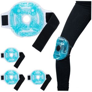 Gel Knee Pads, Set of 4, Cold & Warm Compress, Reusable, Cooling Pack with Strap, Pain Relief, Light Blue - Relaxdays