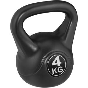 Relaxdays - Kettlebell, 4kg Sand-Filled Dumbbell, Plastic Corpus, Equipment for Gym and Home Workouts, Women & Men, Black