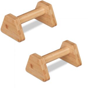 Relaxdays Parallettes, Set of 2, Bamboo Handstand Bars, Exercise Supports, Fitness & Workout, Ergonomic, Natural