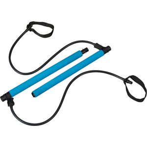 Relaxdays Pilates Bar with Resistance Bands, Full Body Workout for at Home, Fitness Band, Training Bar, Portable, Blue