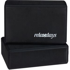 Relaxdays - Set of 2 Hard Foam Blocks to Practice Yoga, Non-Slip, hwd 8x23x15 cm, Black