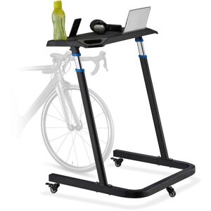 Multifunctional Desk, Adjustable, Laptop Table with Castors, Standing, Bicycle Table, Height: 87-135 cm, Black - Relaxdays